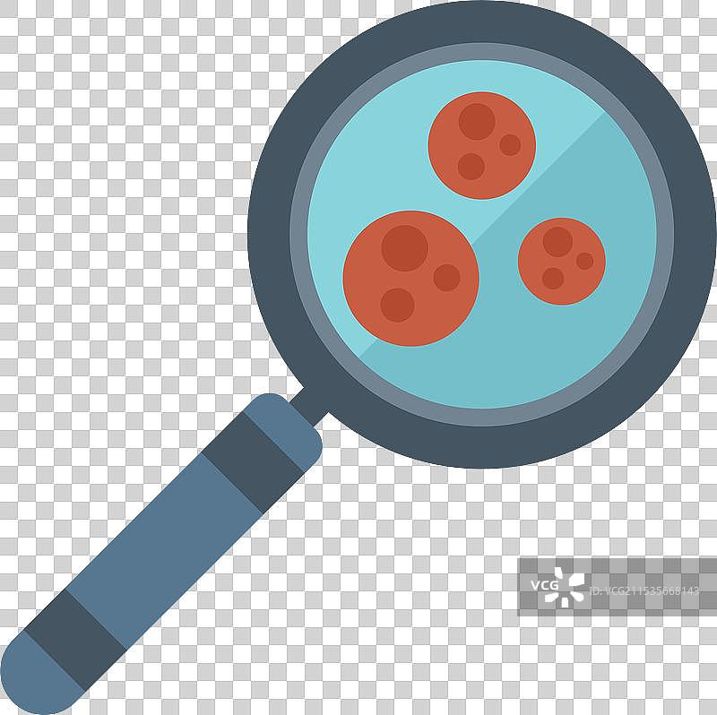 放大镜检测细菌图标扁平设计图片素材