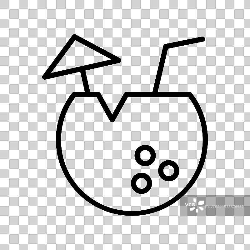 椰子图标轮廓风格设计，孤立于背景上图片素材