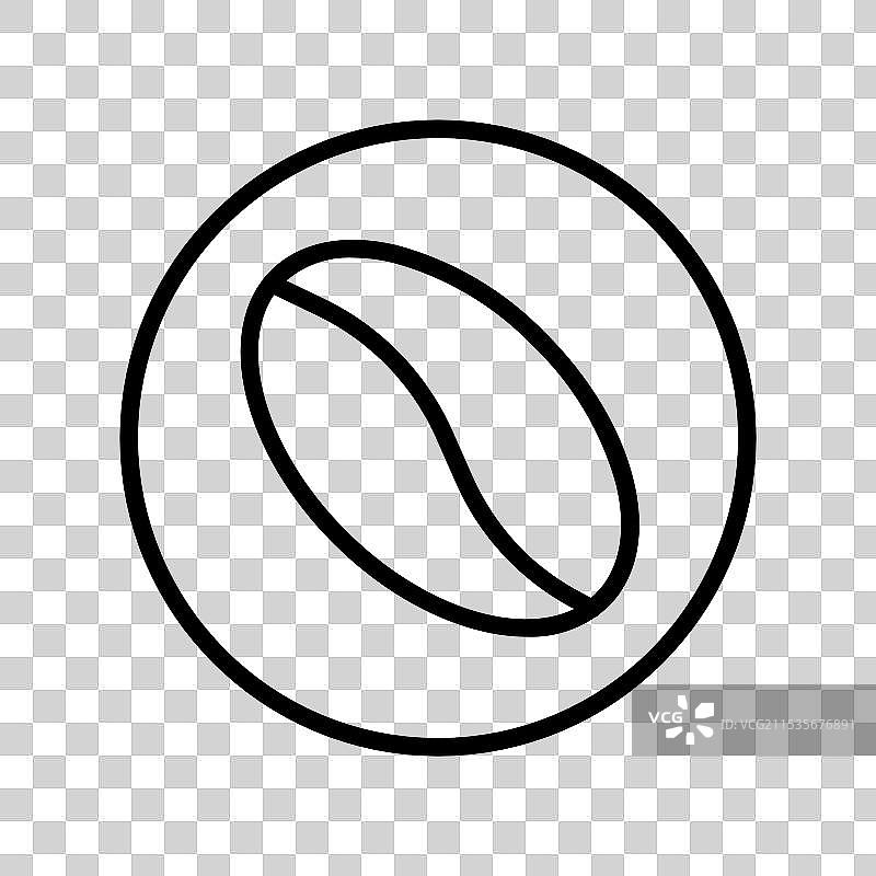 咖啡豆图标轮廓风格设计，独立展示图片素材