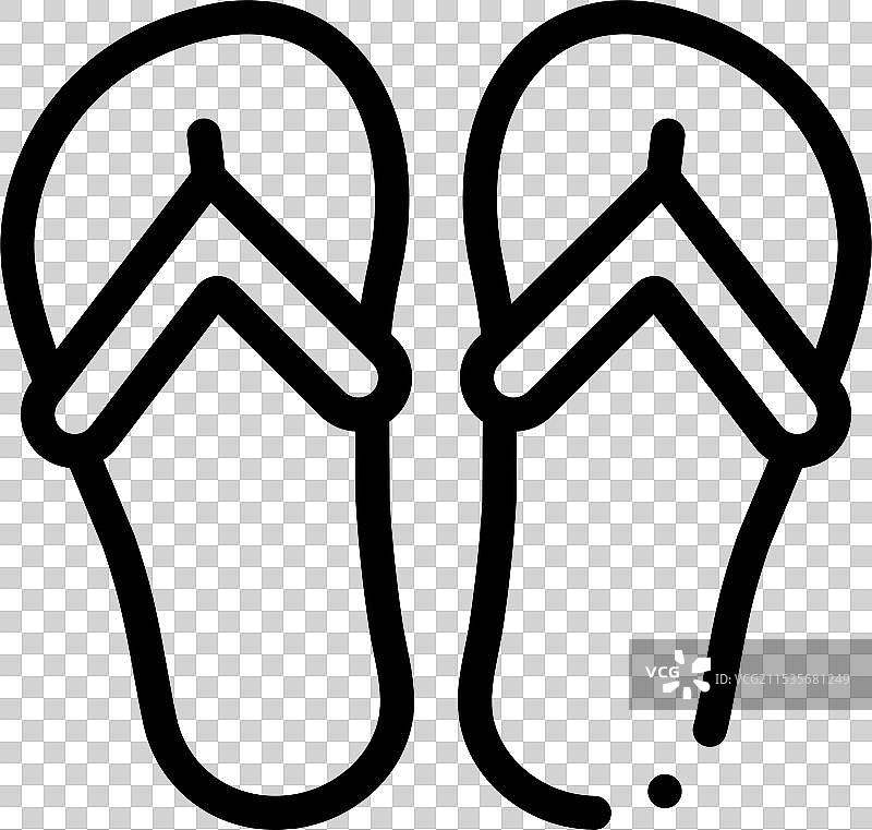 拖鞋图标，细线风格设计，独立展示图片素材