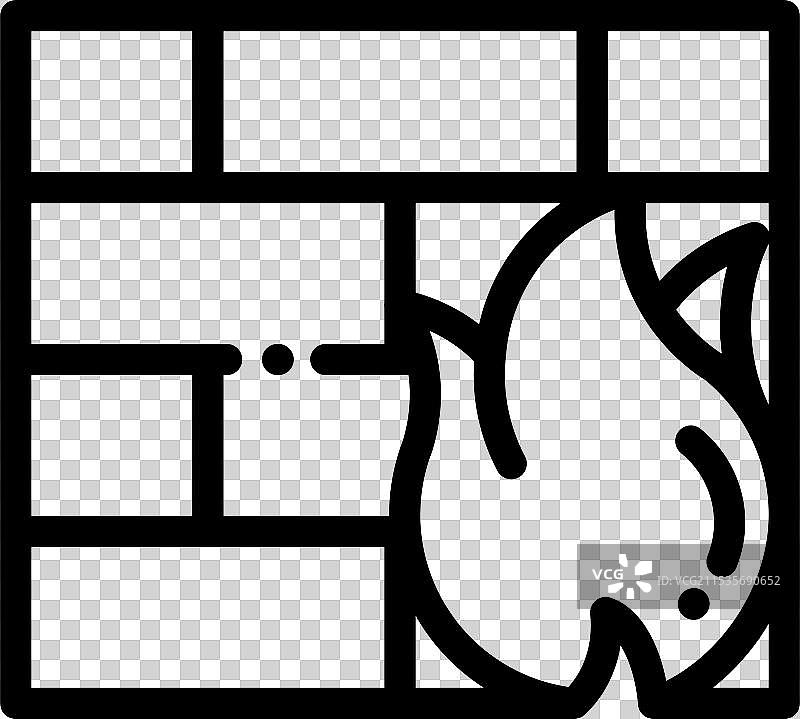 防火墙图标，细线风格设计，独立展示图片素材