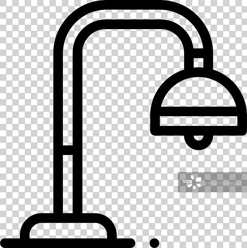 细线风格设计的落地灯图标，独立展示图片素材