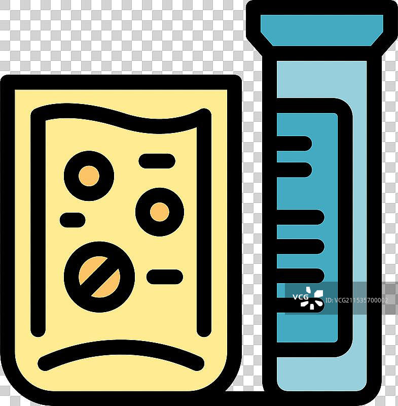 医疗试管旁边放着一盒泡罩包装药品图片素材