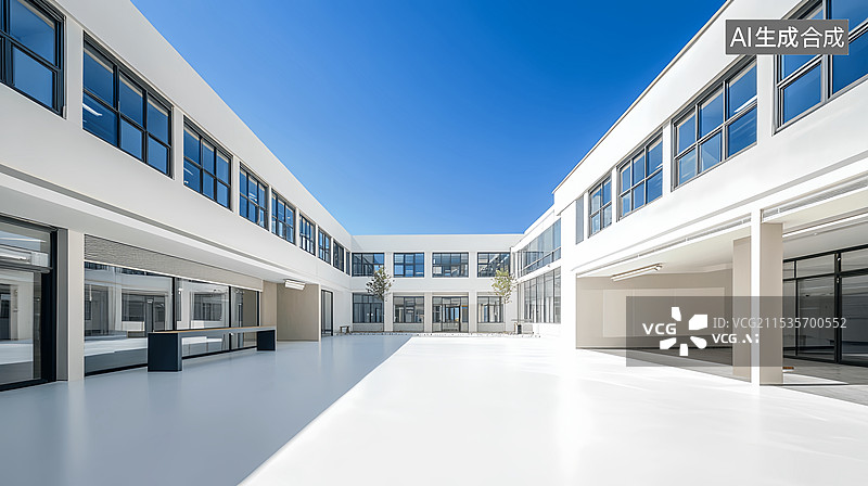 【AI数字艺术】现代城市办公园区教育建筑商务科技背景图片素材