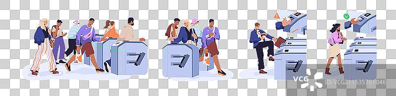 旋转门入口让人们通过闸机图片素材