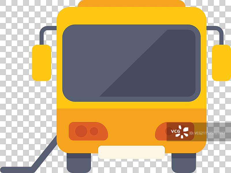 黄色电动公交车在站台充电的正面视图图片素材