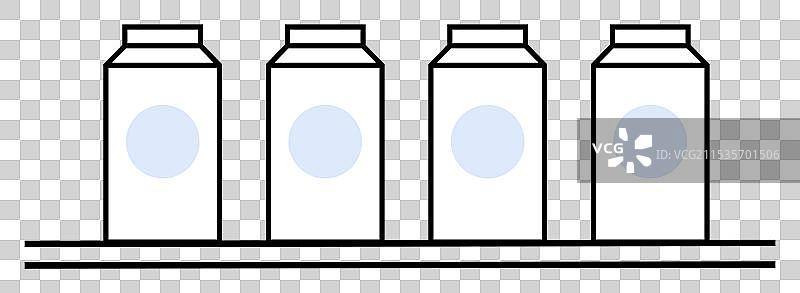 货架上的四盒纸 carton 牛奶图片素材