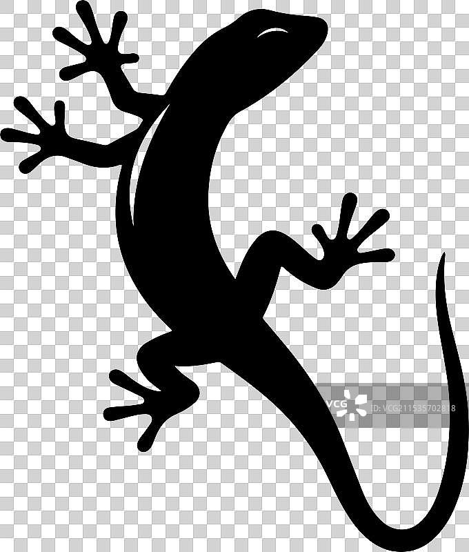 可爱的变色龙剪影 - 剪切图标图片素材