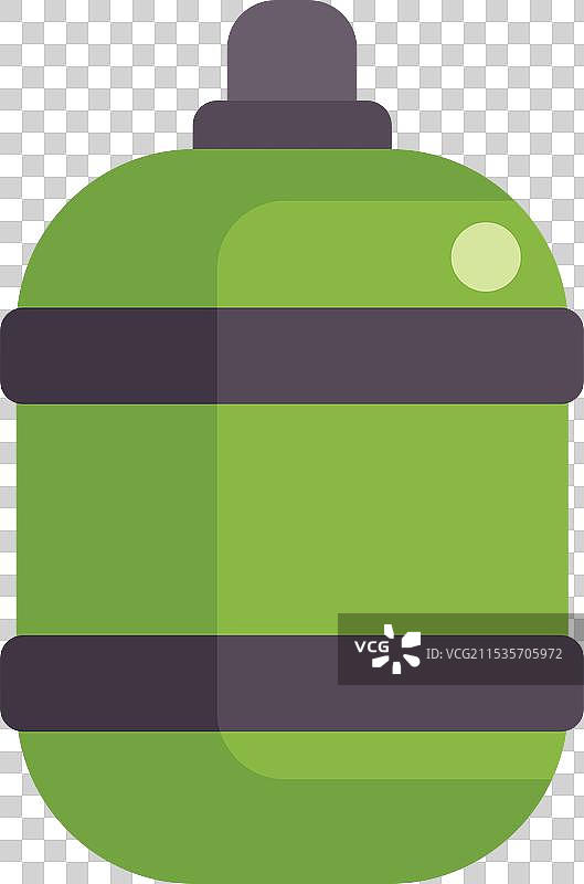 绿色金属水瓶，适合远足和户外活动图片素材