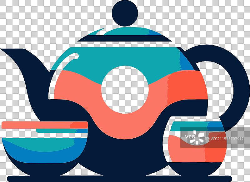 巴洛克图案的茶壶和茶杯图片素材