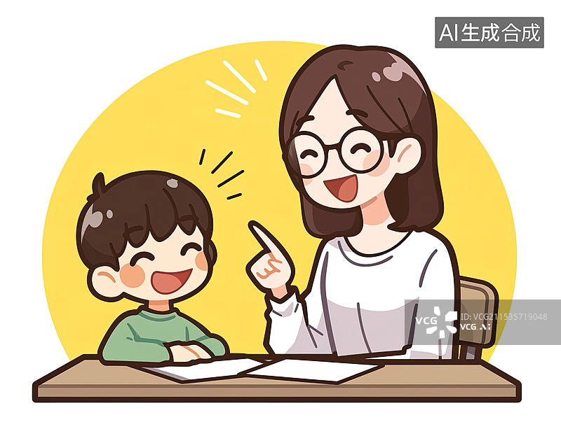 【AI数字艺术】陪孩子一起学习的场景图片素材