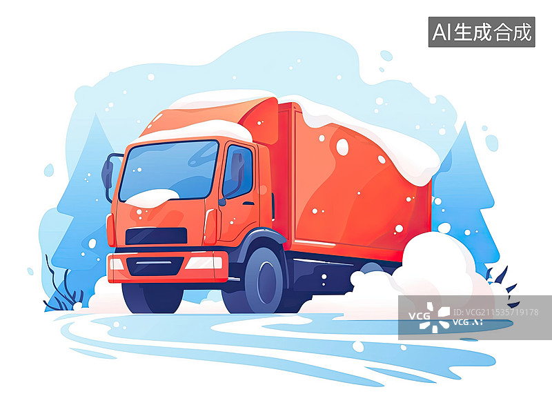 【AI数字艺术】冬天在雪地上打滑的汽车图片素材