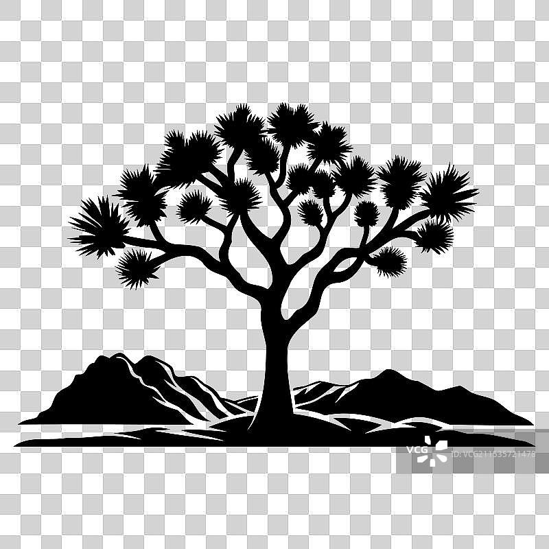 约书亚树剪影图片素材