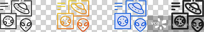 信息图标，细线性渐变蓝色描边图片素材