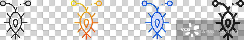 昆虫图标，细线性渐变蓝色描边图片素材