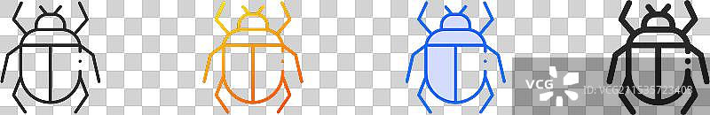 昆虫图标，细线性渐变蓝色描边和图片素材