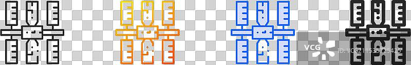 ISS图标，细线性渐变蓝色描边和加粗设计图片素材