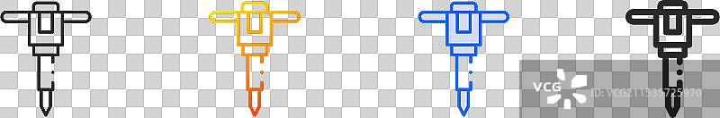 电锤图标，细线性渐变蓝色描边图片素材