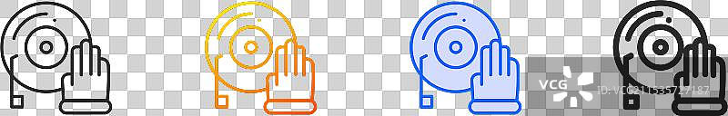 骑师图标，细线性渐变蓝色描边和图片素材