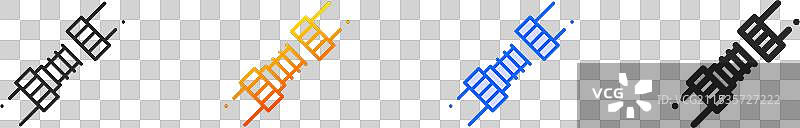 联合图标，细线性渐变蓝色描边和图片素材