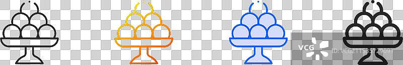 拉杜（Ladoo）图标，细线性渐变蓝色描边和图片素材