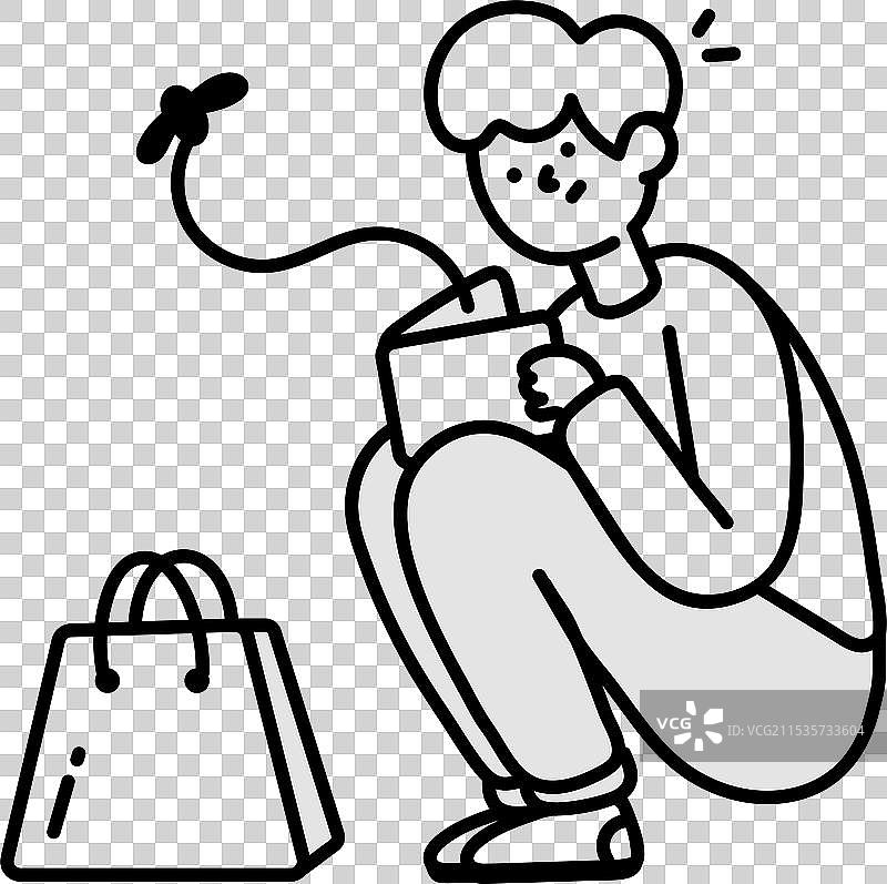 基础RGB空钱包图标，草图风格图片素材