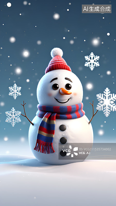 【AI数字艺术】圣诞节装饰雪人图片素材
