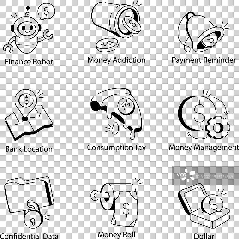 基本的RGB色调商业手绘风格图标集图片素材