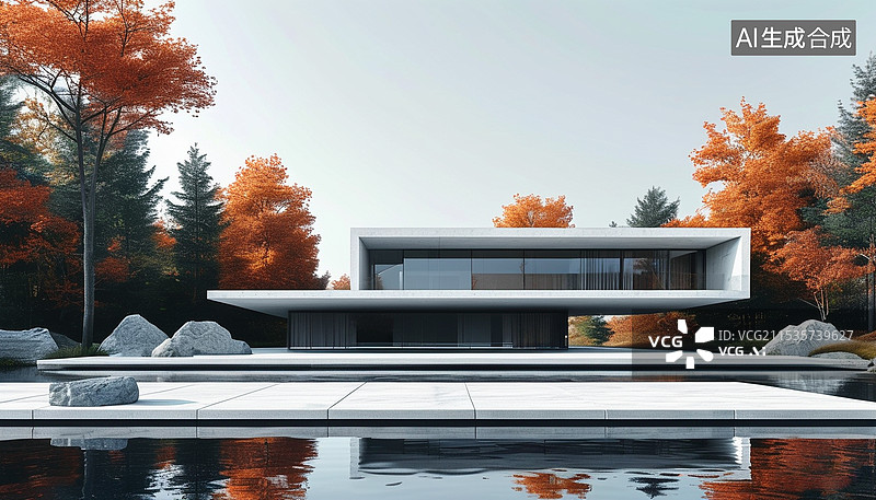 【AI数字艺术】现代极简建筑室外场景图片素材
