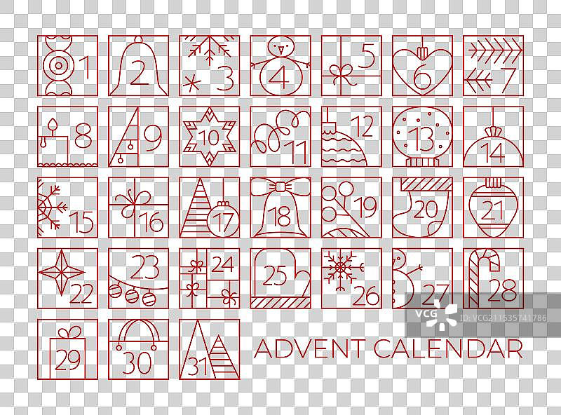 圣诞节十二月降临节日历元素与图片素材