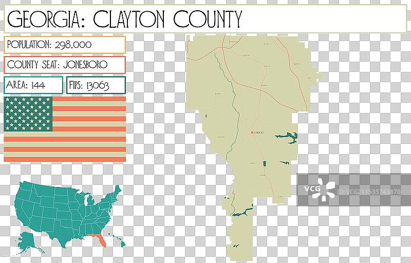 美国乔治亚州克莱顿县地图图片素材