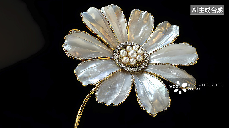 【AI数字艺术】白金色立体金属雏菊海报背景图片素材