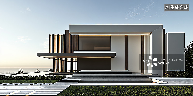 【AI数字艺术】现代简约风格建筑，汽车广告背景图图片素材