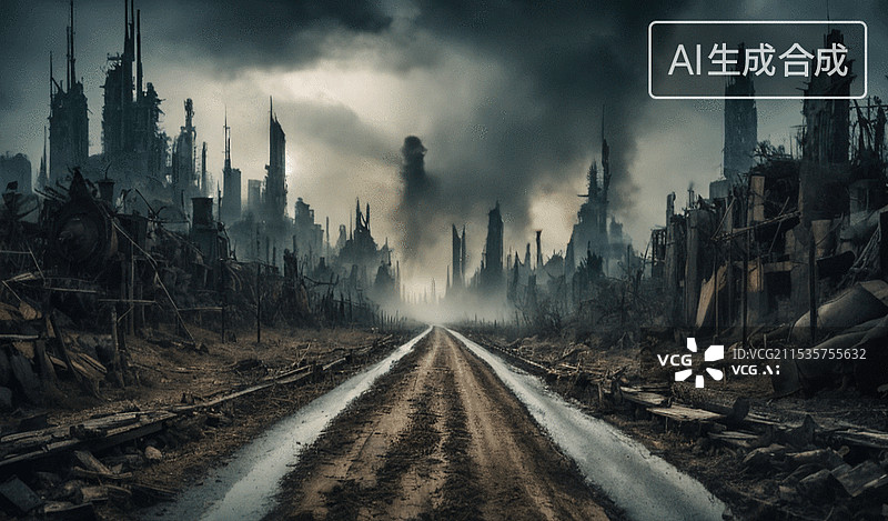 【AI数字艺术】末日废墟图片素材