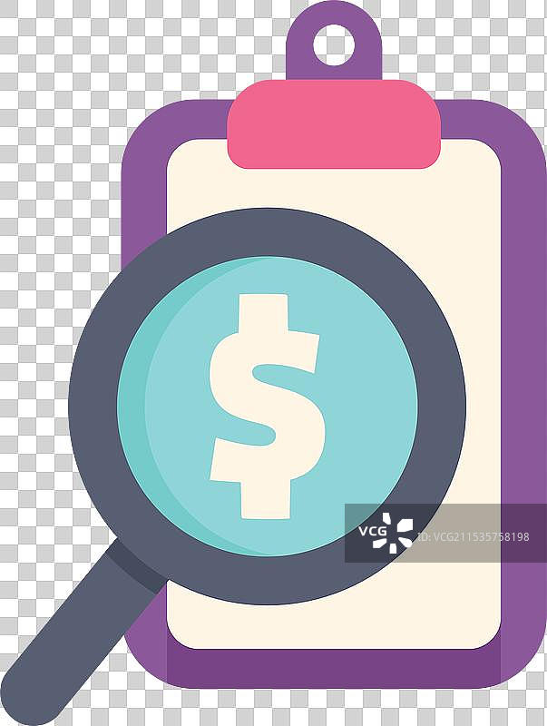 放大镜在剪贴板上显示美元符号图片素材