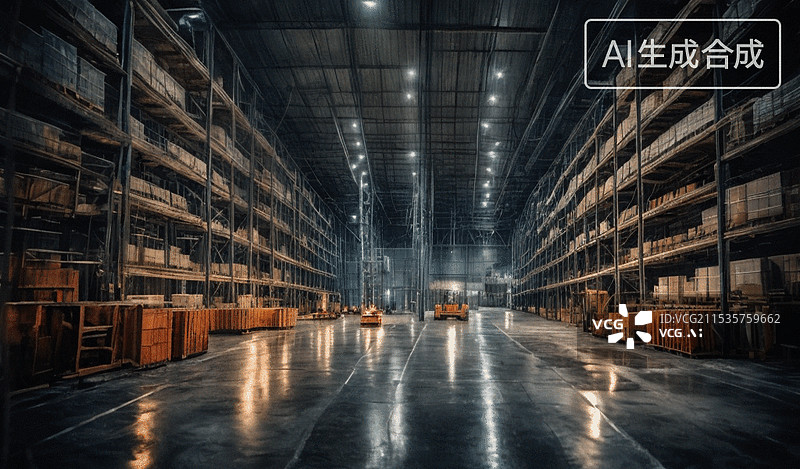 【AI数字艺术】仓库夜景图片素材