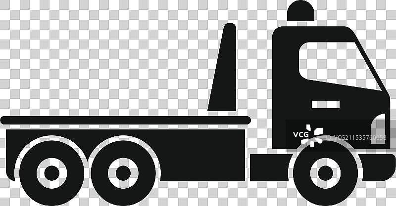 黑色图标风格的拖车用于路边救援图片素材