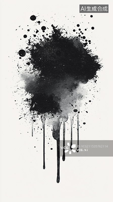 【AI数字艺术】黑色墨水滴落图片素材