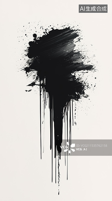 【AI数字艺术】黑色墨水滴落图片素材