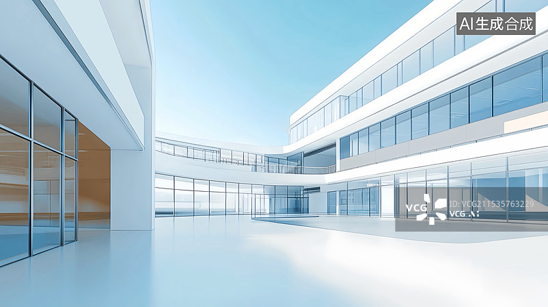 【AI数字艺术】现代教育建筑办公园区建筑空间图片素材