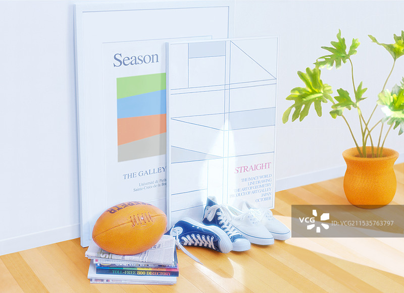 橄榄球、鞋子和海报图片素材