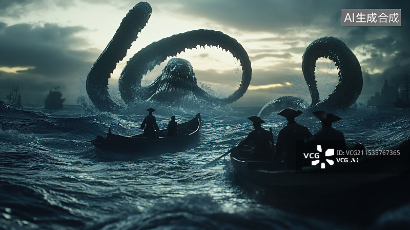 【AI数字艺术】深海巨兽的怒吼图片素材