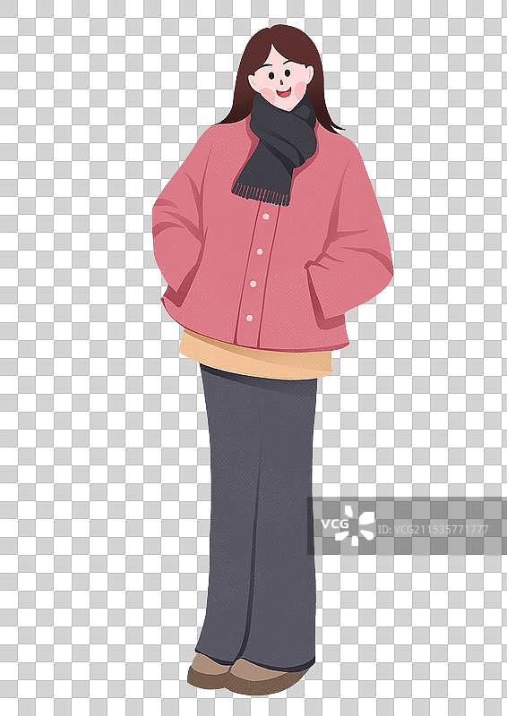 文艺女孩穿搭服装站姿清新插画元素图片素材