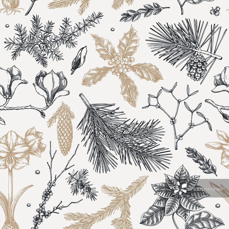 冬季花园无缝图案圣诞节图片素材