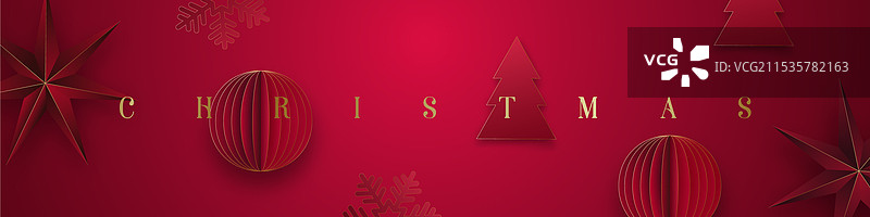 红色节日横幅与抽象圣诞元素图片素材