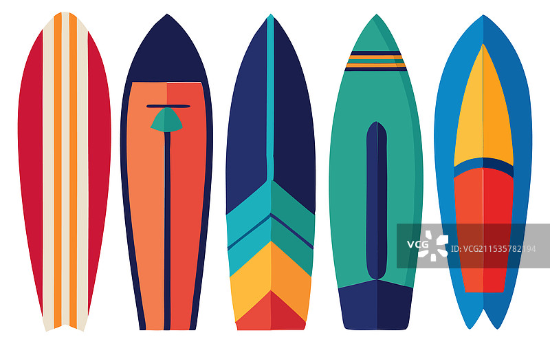 冲浪板元素集合，白色背景图片素材