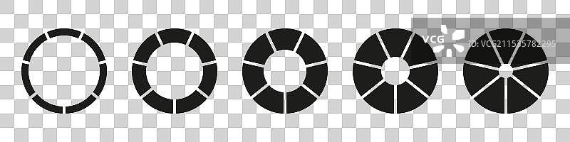 七等分的甜甜圈图或饼图图片素材