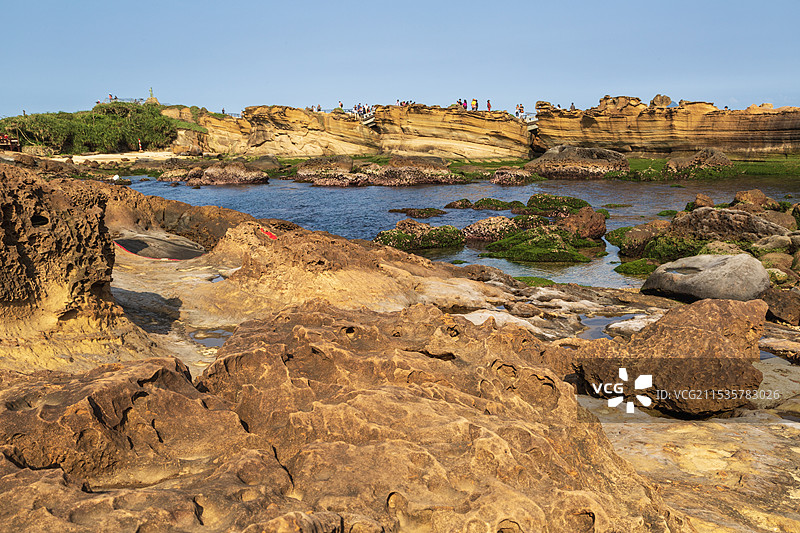 台湾省新北市野柳地质公园海蚀地质风貌图片素材