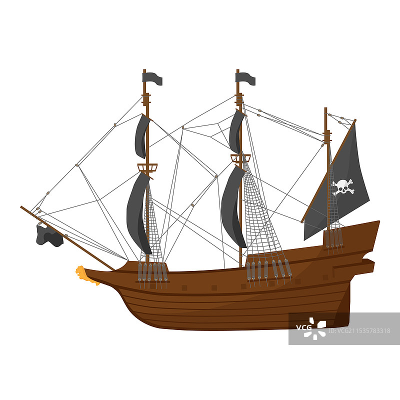 带有黑色骷髅旗的海盗船图片素材