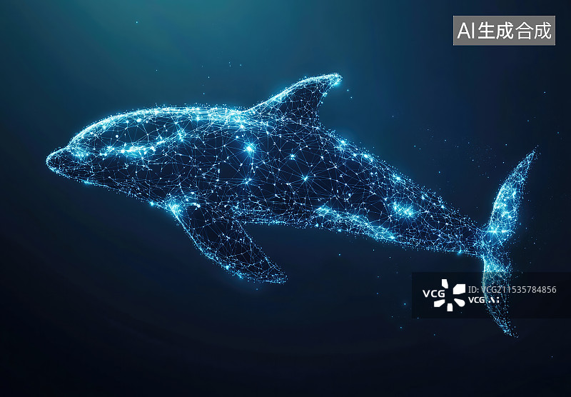 【AI数字艺术】虎鲸，鲸鱼，数字化结构图片素材